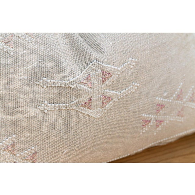 Ivory Diamond Lumbar Moroccan Silk Pillow For Sale - Image 4 of 8