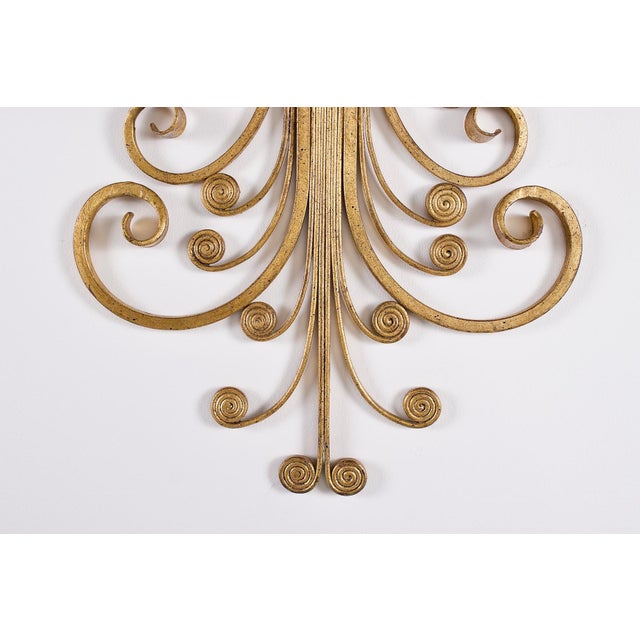 Florentine Style Gilded Wrought Iron Wall Sconce, 1970s For Sale - Image 6 of 10