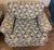 Cornflower Blue Mid 20th Century Blue Shiny & Matt Lime Green Floral Upholstery Club Lounge Chair For Sale - Image 8 of 12