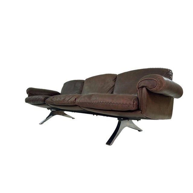 Brown Vintage DS-31 3-Seater Sofa in Brown Leather from de Sede, 1960s For Sale - Image 8 of 12