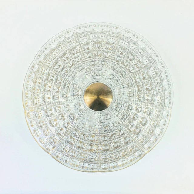 Stunning mid-century modern scandinavian brass & glass flush mount/ceiling light designed by carl fagerlund (1915-2011)...