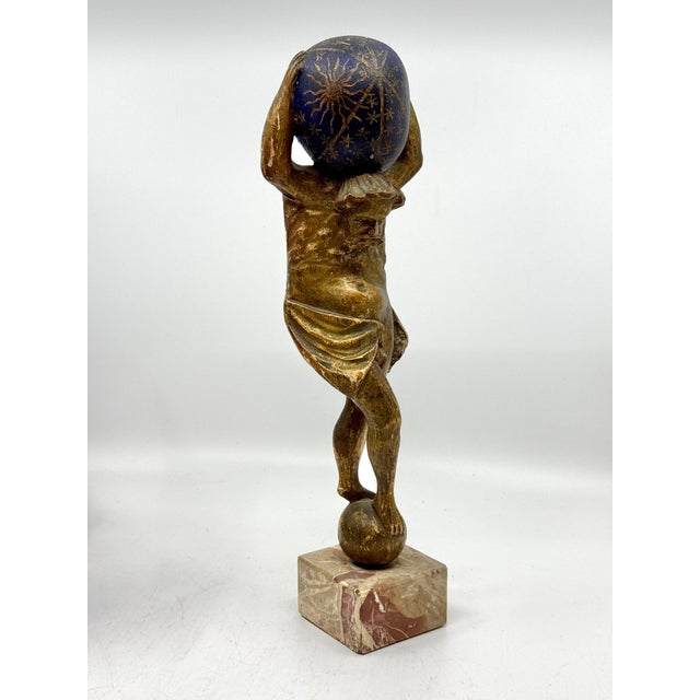 Northern Italian Carved Wood & Gessoed Atlas with Celestial Globe Circa 1800 For Sale - Image 10 of 18