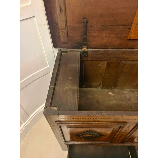 Antique 17th Century Oak Mule Chest with Marquetry Inlay, 1680s For Sale - Image 4 of 18