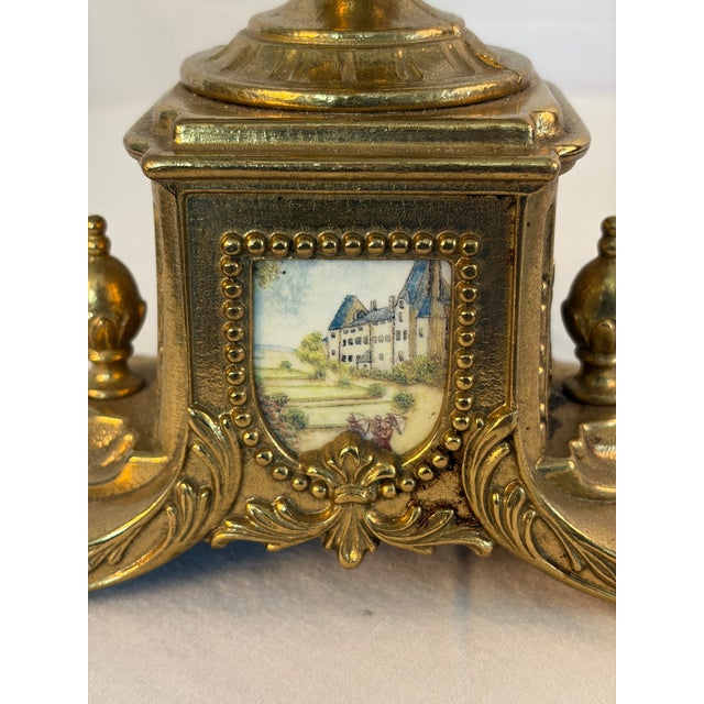 Mid 20th Century Vintage Italian Sèvres Style Hand-Painted Porcelain Urn With Ormolu Mounts For Sale - Image 5 of 12