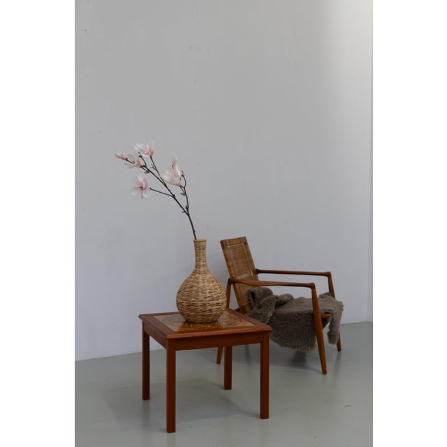 Danish Teak and Tile Side Table, 1960s. Lovely Scandinavian Mid-Century Modern square teak table with four inlaid ceramic...