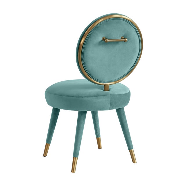 Transitional Kylie Sea Blue Velvet Dining Chair For Sale - Image 3 of 7
