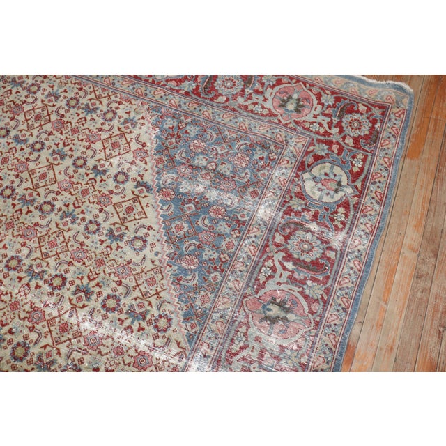 Early 20th Century Antique Zabihi Collection Tabriz Worn Rug - 9'5" x 13'6" For Sale - Image 5 of 10