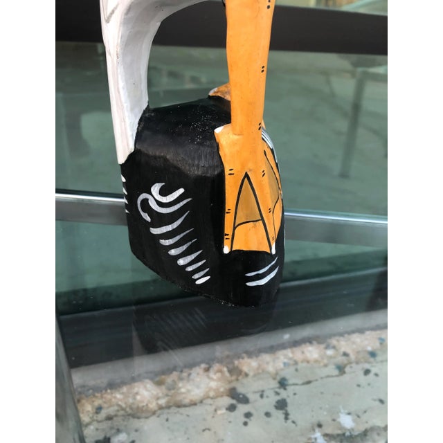 Vintage Thai Hand Carved and Painted Wooden Bird Figurine For Sale - Image 9 of 13