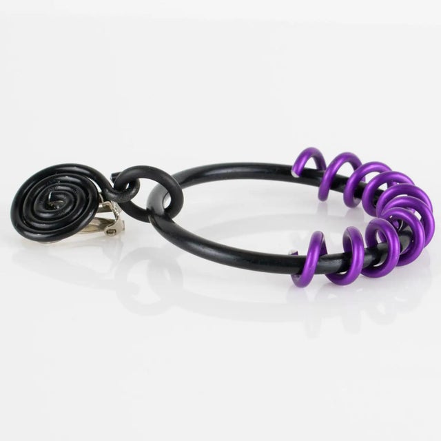Amethyst David Spada Bi-Color Coiled Aluminum Clip Earrings For Sale - Image 8 of 9