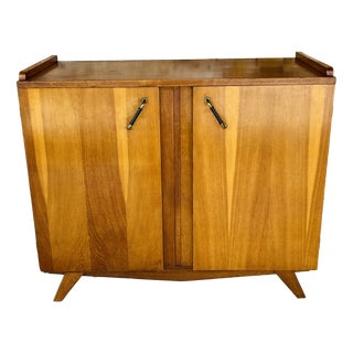 Mid-Century Flamed Oak Storage Cabinet, 1960s For Sale