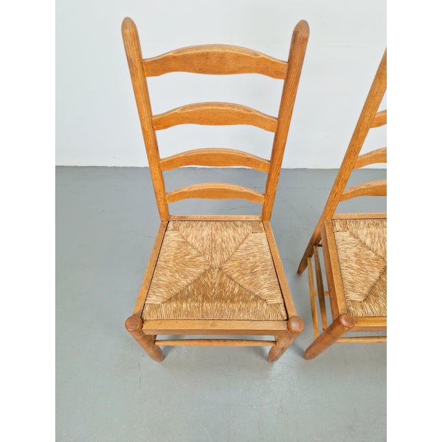 Vintage Brutalist Wicker Ladder Chairs in the style of Charlotte Perriand, 1960s, Set of 2 For Sale - Image 9 of 12