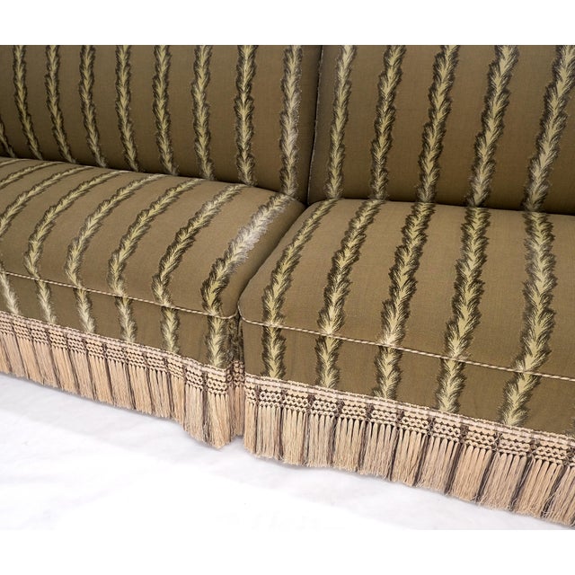 Two Way Two Part "C" Shape Striped Upholstery Custom Sofa Couch w/ Tassels MINT! For Sale - Image 12 of 16