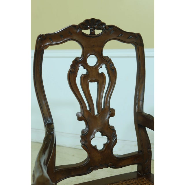 Italian Pair Italian Walnut Cane Seat Armchairs For Sale - Image 3 of 13