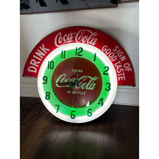 1950s 1950s Original Coca Cola Cleveland Neon Advertising Clock For Sale - Image 5 of 10