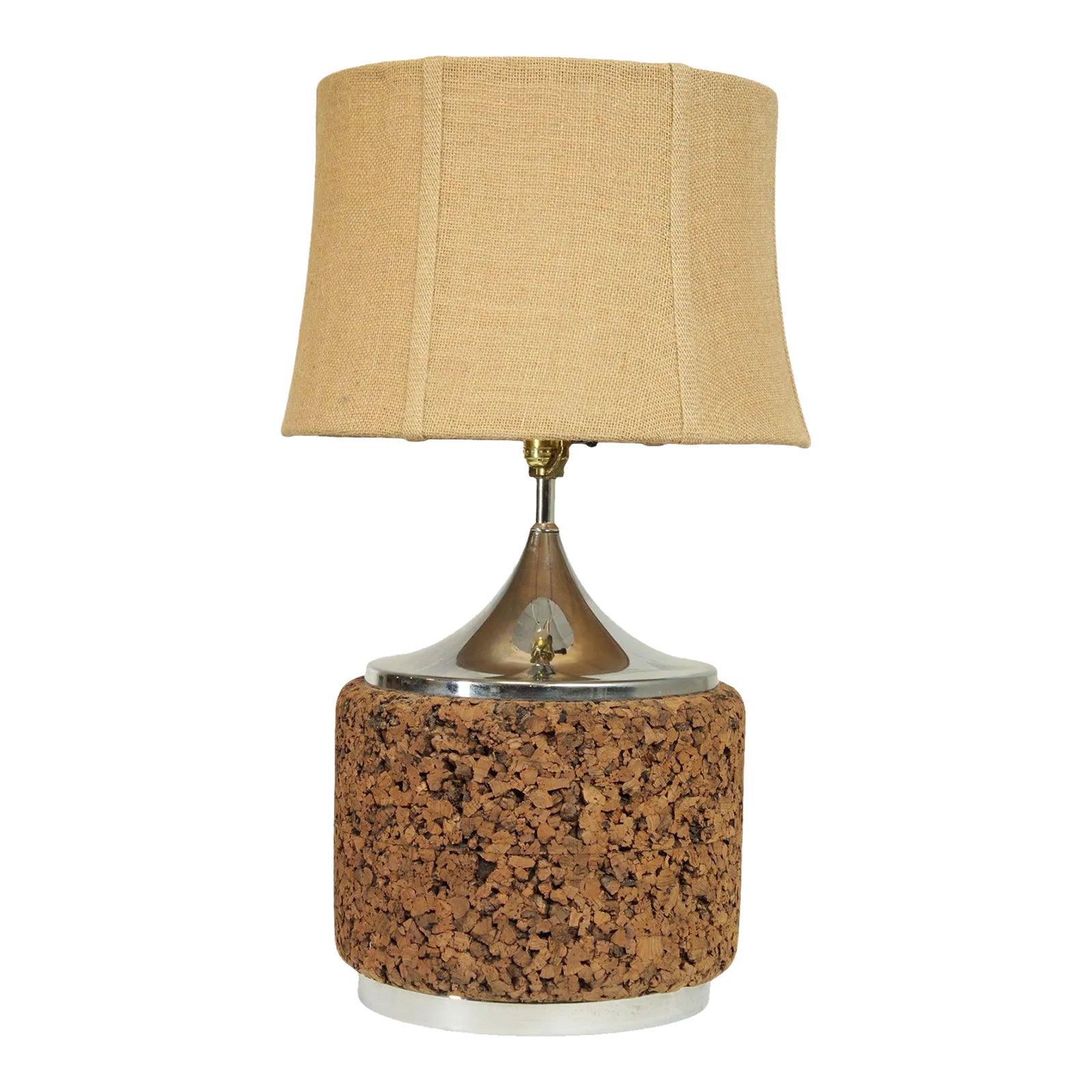 1970s MidCentury Modern Chrome & Cork Table Lamp Chairish
