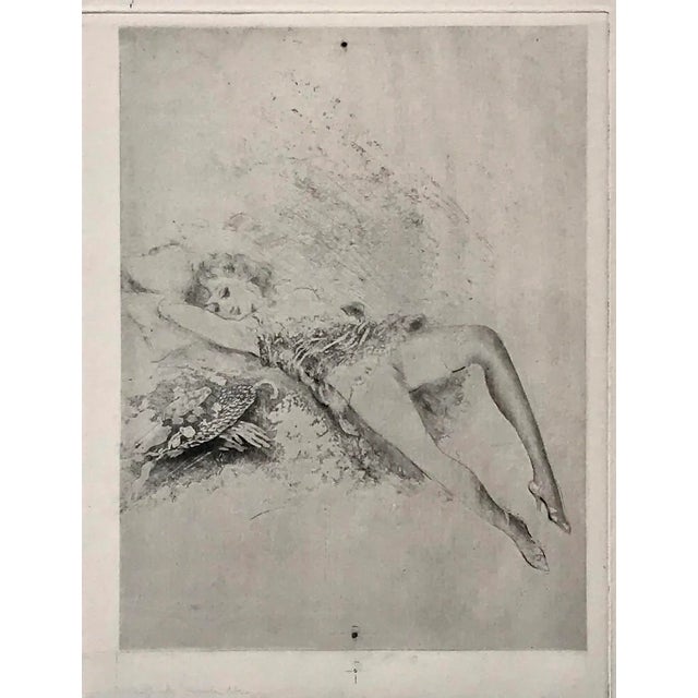 Art Deco Vintage French Exotic Female Nude Art Deco Etching by Edouard Chimot C.1920 For Sale - Image 3 of 8