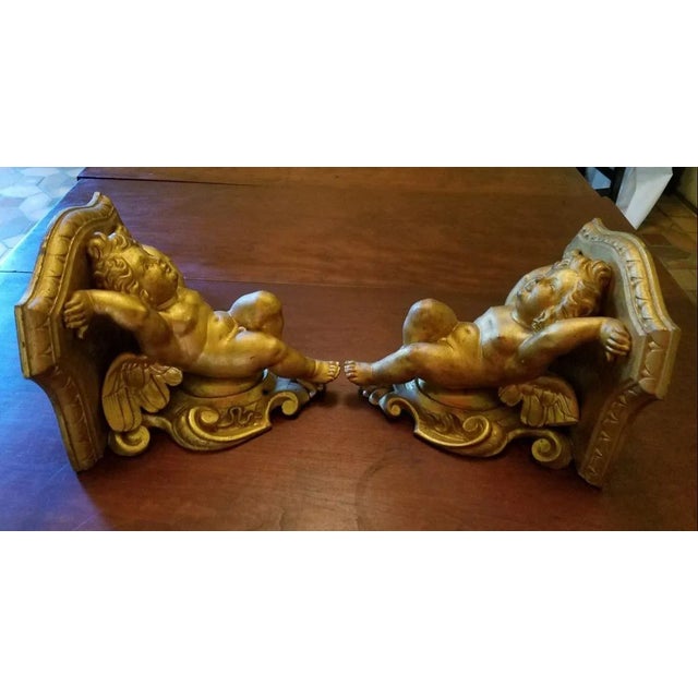 19th Century Italian Barretti Florence Carved Wood Angel Shelves - a Pair For Sale - Image 4 of 11