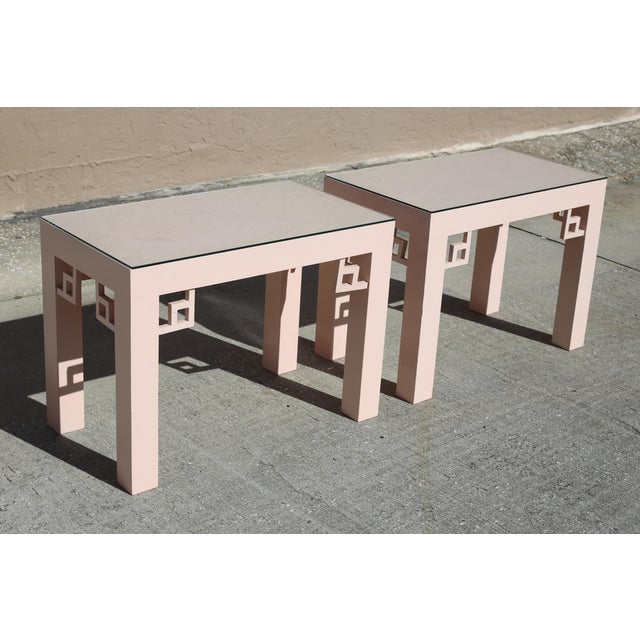 Vintage Blush Laminate Side Tables With Corner Accents and ...