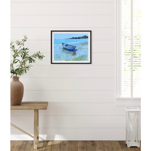 Blue Between Tides, Modern Impressionist Coastal Oil Painting For Sale - Image 8 of 9