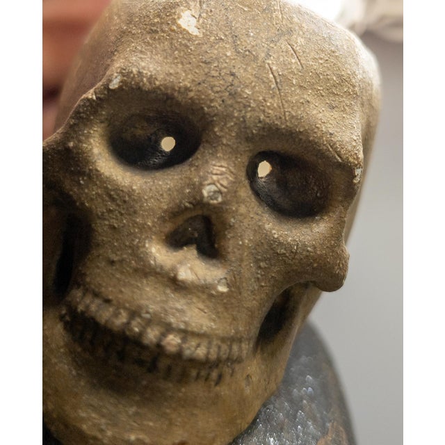 19th Century Folk Art Memento Mori Skull Form Match Holder For Sale - Image 13 of 15