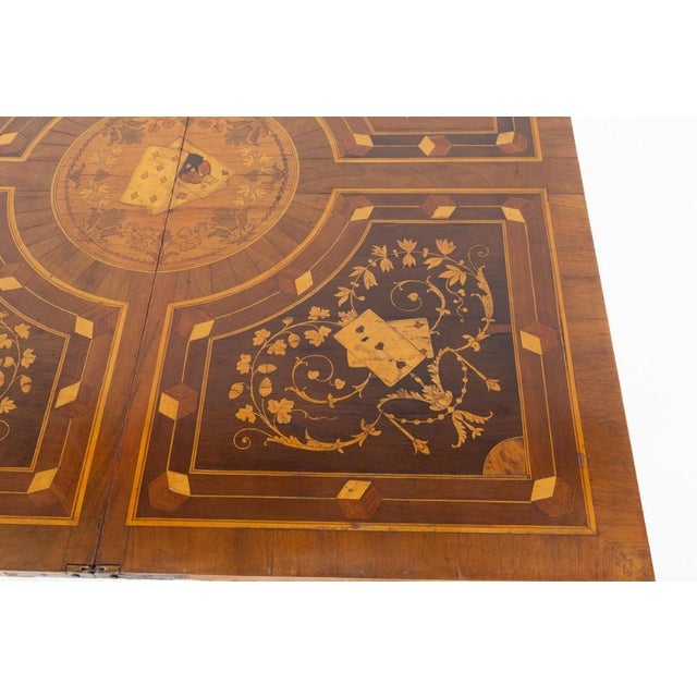 Wood Antique French Game Table with Marquetry Inlay, 1880 For Sale - Image 7 of 10