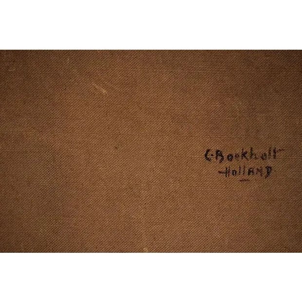 Winter Cottage European Painting Snow Scene Landscape For Sale - Image 4 of 4