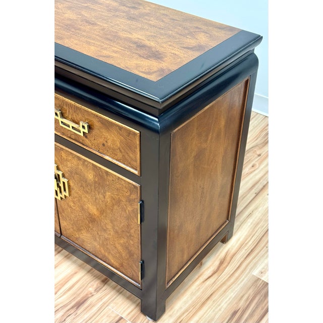 Vintage Century Furniture Black and Burl Wood Chin Hua Credenza For Sale In Kansas City - Image 6 of 14