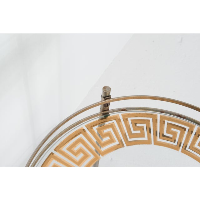 Metal Mid Century Circular Greek Key Bar Cart For Sale - Image 7 of 10