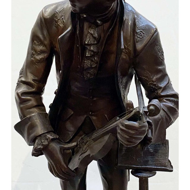 Large French Bronze Spelter Figure of a Musician, After Mathurin Moreau For Sale In Austin - Image 6 of 13