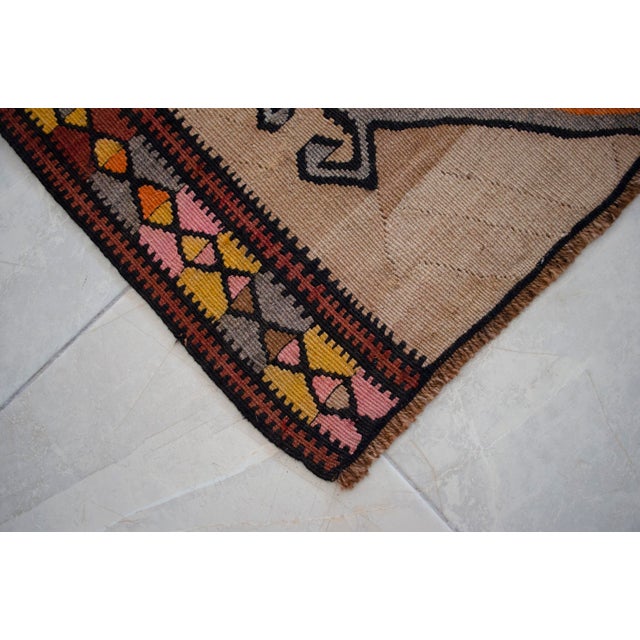 Vintage Turkish Kilim Rug Hand Woven Tribal Large Runner Rug - Neutral Earth Tone 4'4" X 12'10" For Sale - Image 13 of 18
