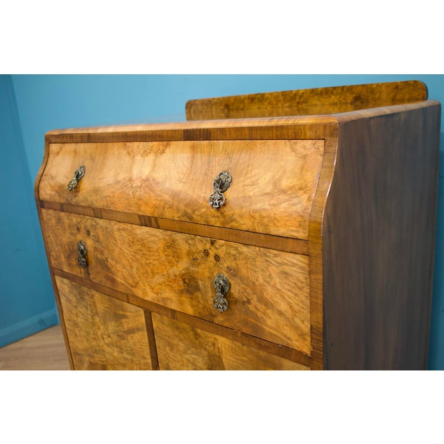 British Art Deco Burr Walnut Linen Cabinet, 1930s For Sale - Image 9 of 12