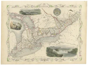 Antique Hand-Colored Map of West Canada, 1851