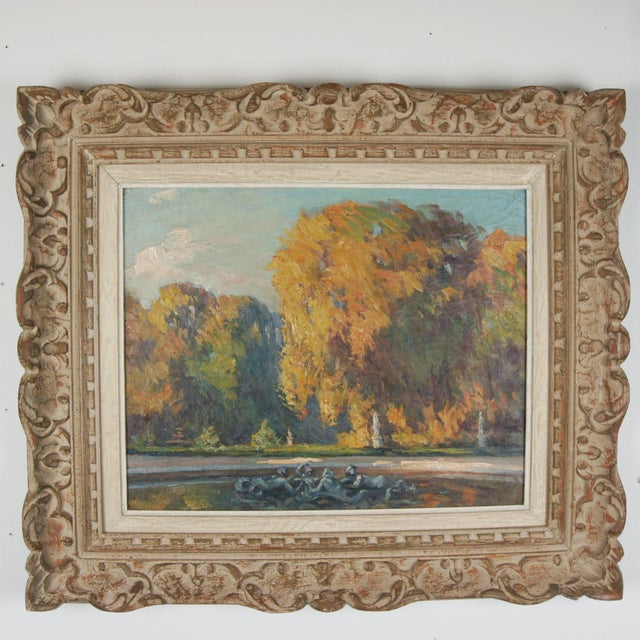 1920s Paul Léon Frequenez, Neriad Fountain in Autumn, 20th Century, Oil Painting, Framed For Sale - Image 5 of 5