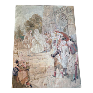 Antique French Tapestry Vouveh Quality 'Wedding Subject"