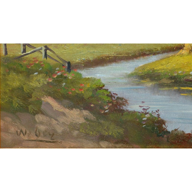 Mid Century Danube Valley Harvest Landscape by Weber For Sale - Image 4 of 6