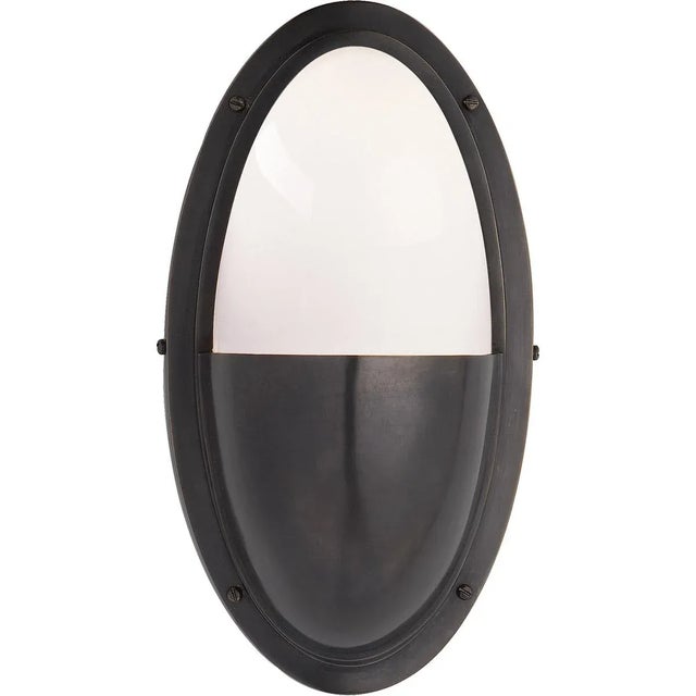 Modern Thomas O'Brien for Visual Comfort Signature Pelham Oval Light in Bronze with White Glass For Sale - Image 3 of 4