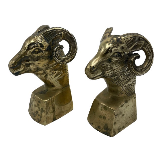 Brass Ram Bookends For Sale