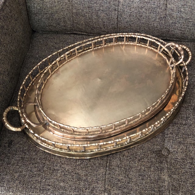 Metal 1970s Brass Golden Nesting Trays - a Pair For Sale - Image 7 of 9