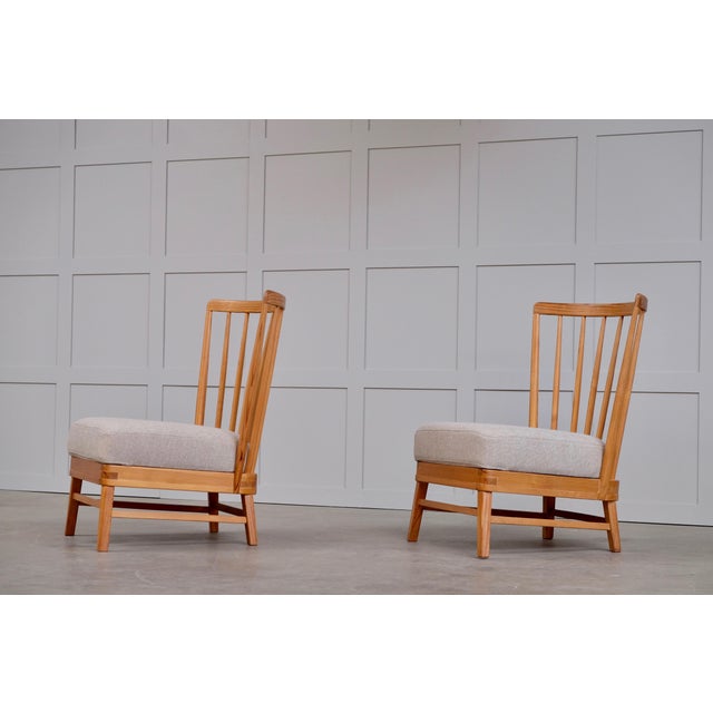 Set of Scandinavian Modern Pine Lounge Chairs, 1950s For Sale - Image 6 of 14