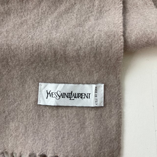 Yves Saint Laurent Grey Solid 100% Wool Scarf For Sale - Image 6 of 10