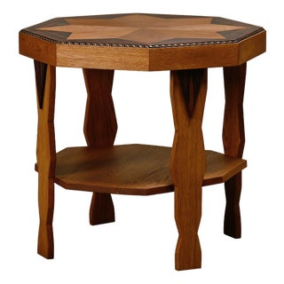 Dutch Amsterdam School Art Deco Side Table in Oak, 1930s For Sale