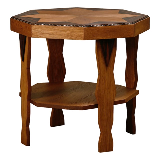 Dutch Amsterdam School Art Deco Side Table in Oak, 1930s For Sale