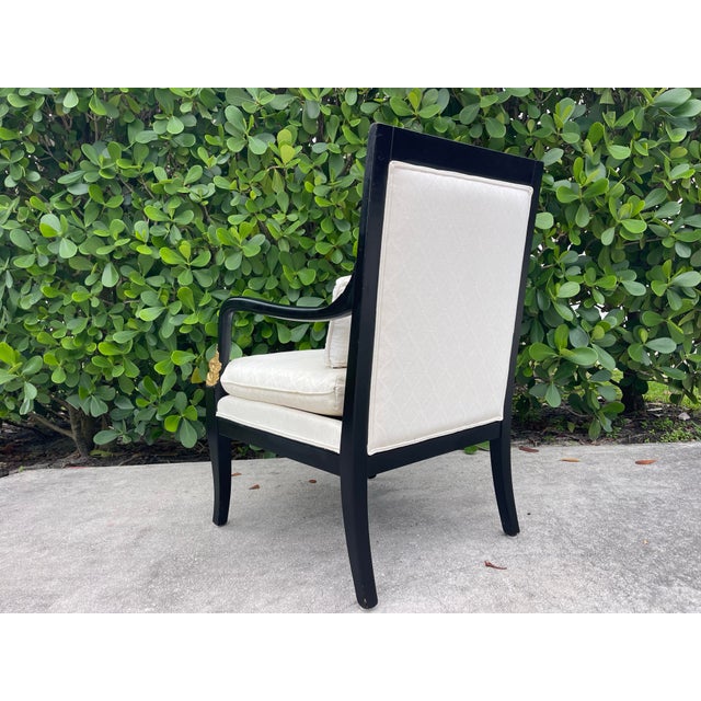 Late 20th Century Vintage Ethan Allen Neoclassical Black & Gold Accent Armchair For Sale - Image 5 of 12