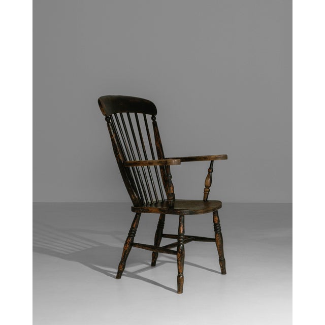 19th Century 19th Century English Windsor Spindle-Back Armchair In Original Patina For Sale - Image 5 of 18