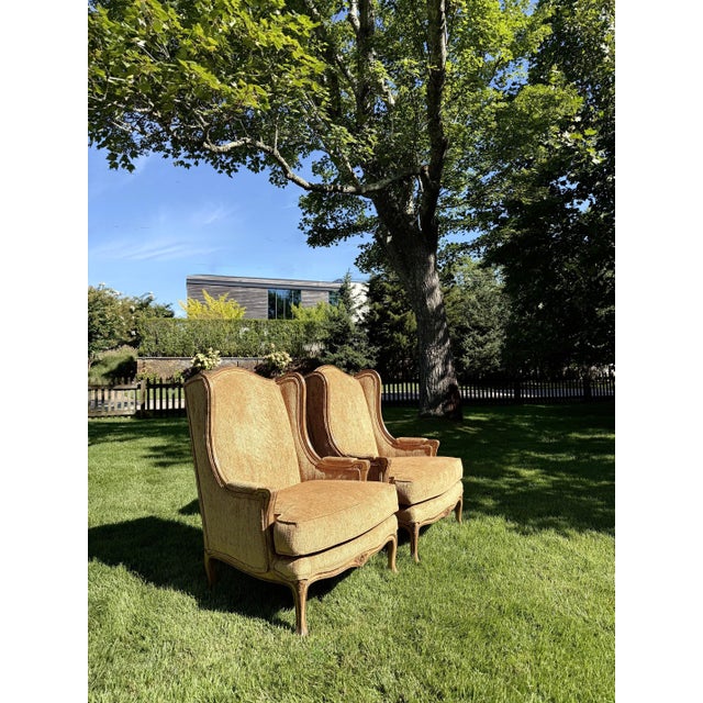 Pair of Custom Wingback Armchairs in Pictorial Avian Upholstery For Sale - Image 15 of 17