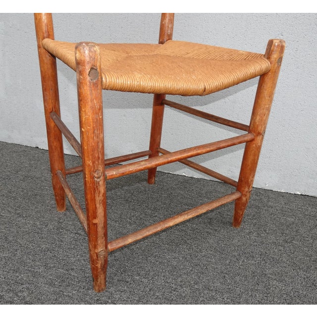 Antique Rush Ladderback Chair French Farmhouse Chic For Sale In Los Angeles - Image 6 of 12