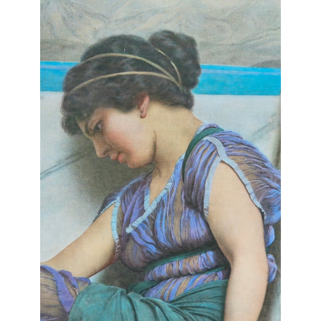 Vintage Godward “Summer Idleness / Day Dreams” Framed Print — 38" × 30¾" Oak Frame For Sale - Image 4 of 12