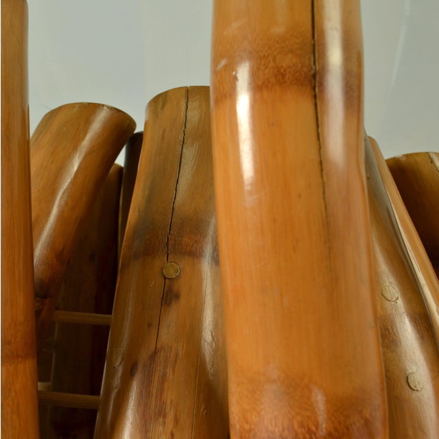 Bamboo Base Round Dining Table with Glass Top, 1950s For Sale - Image 11 of 16