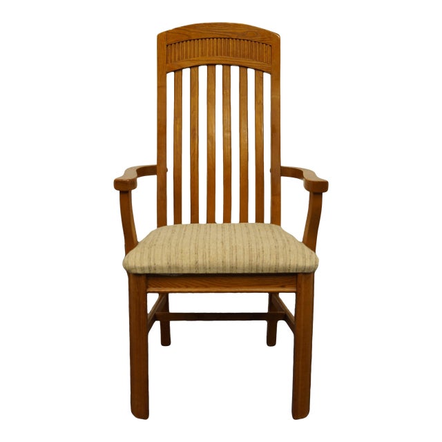 Bassett Furniture Oak Mission Shaker Style Dining Arm Chair 4261450