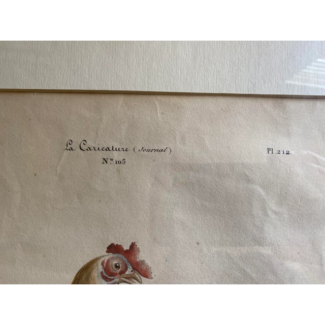 French Colored Engraving From "La Caricature" Depicting a Rooster For Sale - Image 4 of 8
